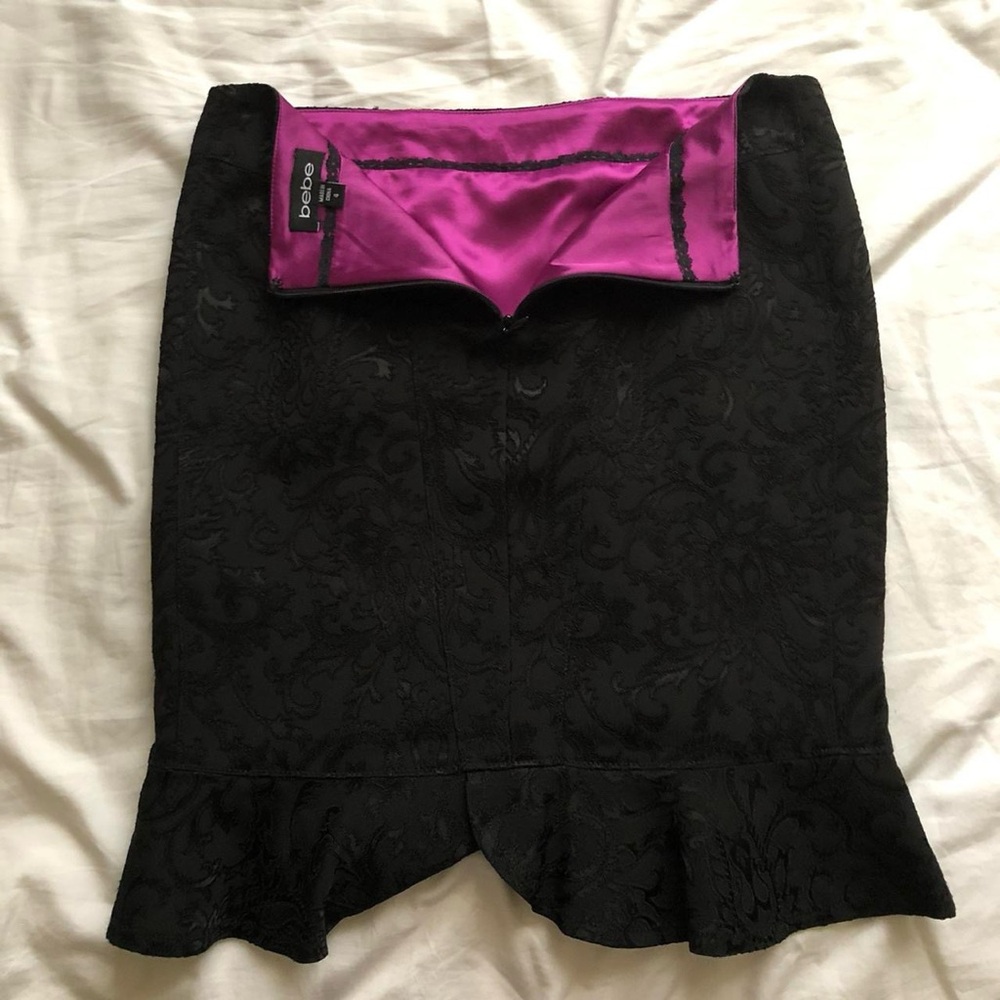 Bebe Black Midi Skirt with purple Lining